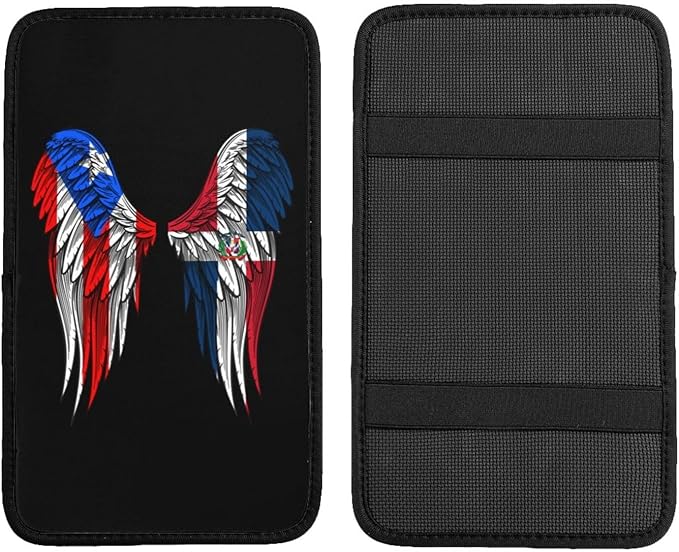 Auto Center Console Pad Puerto Rico Porto Rico Puerto Rican and Dominican Republic Flag Wings Car Armrest Cover Armrest Seat Handrail Box Cover Cushion Universal Decoration Protector Accessories
