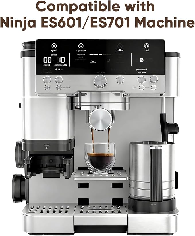 4 in 1 Silicone Coffee Maker Mat for Ninja Luxe ES601 & ES701: Top/Coffee Bar Mats + Espresso Tamper Base + Burr Anti-Jam Ring – Food-Grade Silicone, Water-, Slip-& Heat-Resistant Coffee Accessories