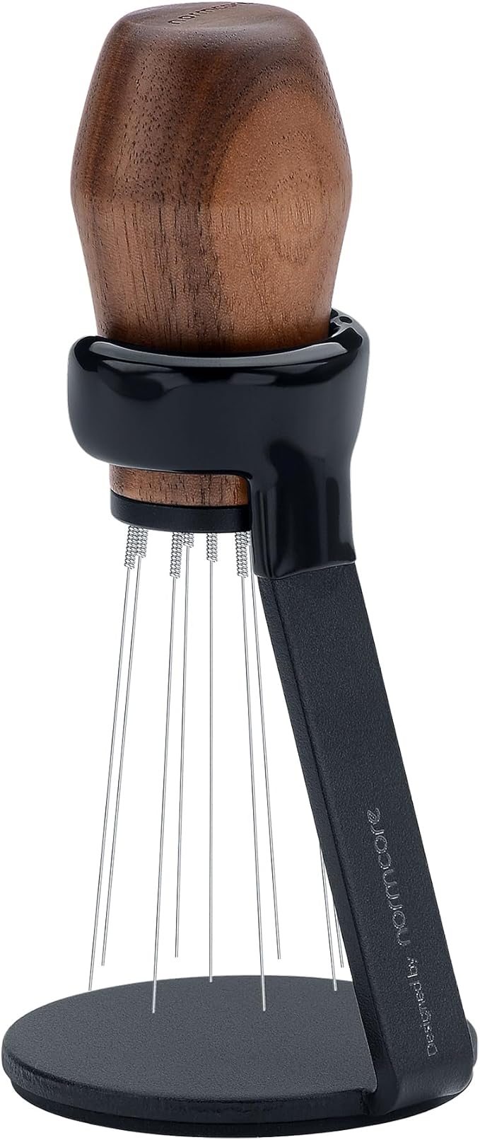 Normcore WDT Distribution Tool with Stand V3, Weiss Distribution Technique, 9 Prong Needle Espresso Stirrer, American Walnut Wood Handle
