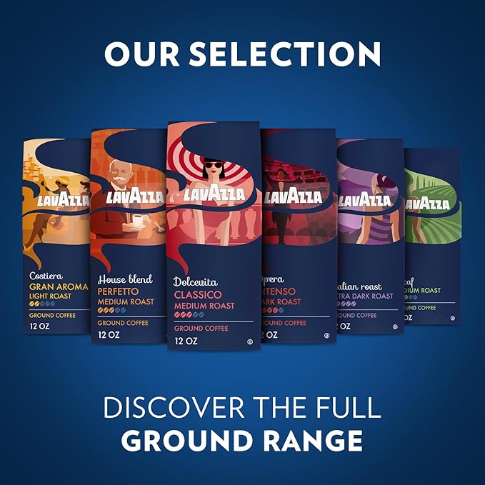 Lavazza Decaf Ground Coffee, Medium Roast, 100% Arabica, 12 oz Bag (Pack of 2)