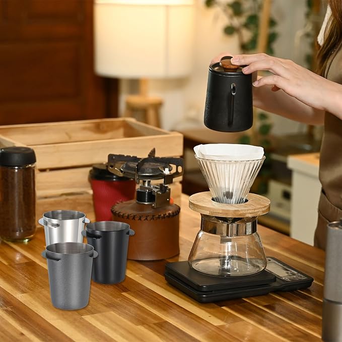 uxcell 51mm Coffee Grinder Powder Cup, Stainless Steel Espresso Coffee Powder Feeder, Espresso Coffee Machine Tools for Coffee Tamper (Black)