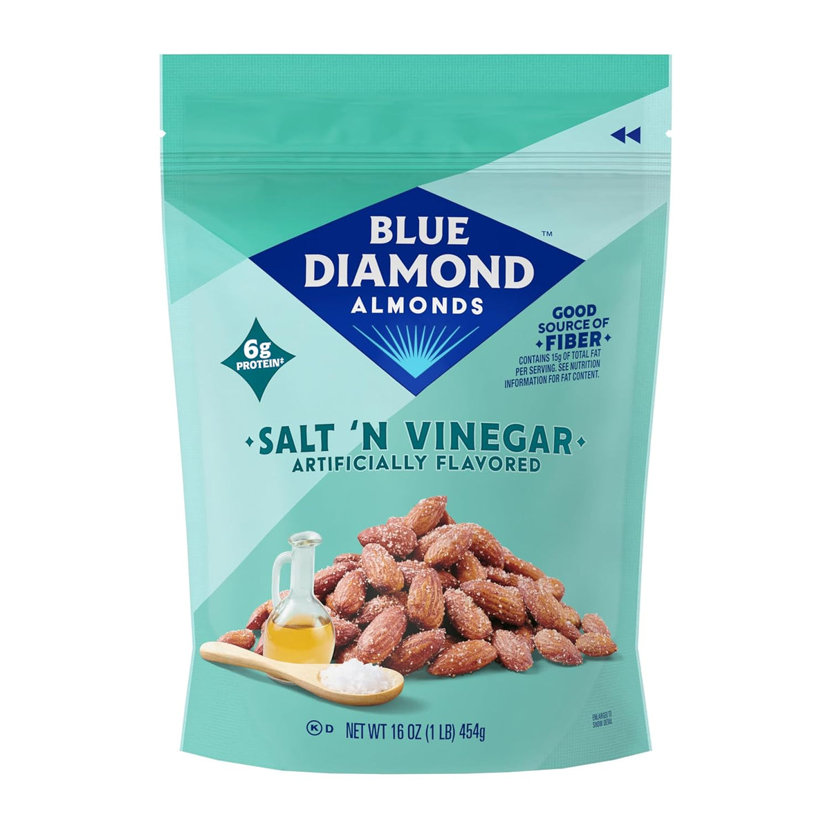 Blue Diamond Almonds Low Sodium Lightly Salted Snack Nuts, 16 Oz Resealable Bag (Pack of 1)
