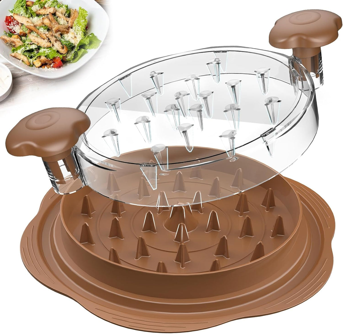 Chicken Shredder Large Chicken Breast Shredder Tool Twist with Brush&Fork, Visible Meat Shredder Machine, Strong Anti-Slip Strip, Ergonomic Handle, BPA Free, Suitable for Pork Beef Chicken