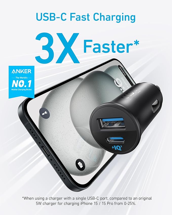 Anker USB-C Car Charger, 2-Pack 30W 2-Port Type-C Car Adapter, Cigarette Lighter Adapter with Power IQ 3.0,for iPhone 17/16/15/14/13 Series,Samsung Galaxy S25/S24/S23/S22/S21 Series,iPad Pro,AirPods