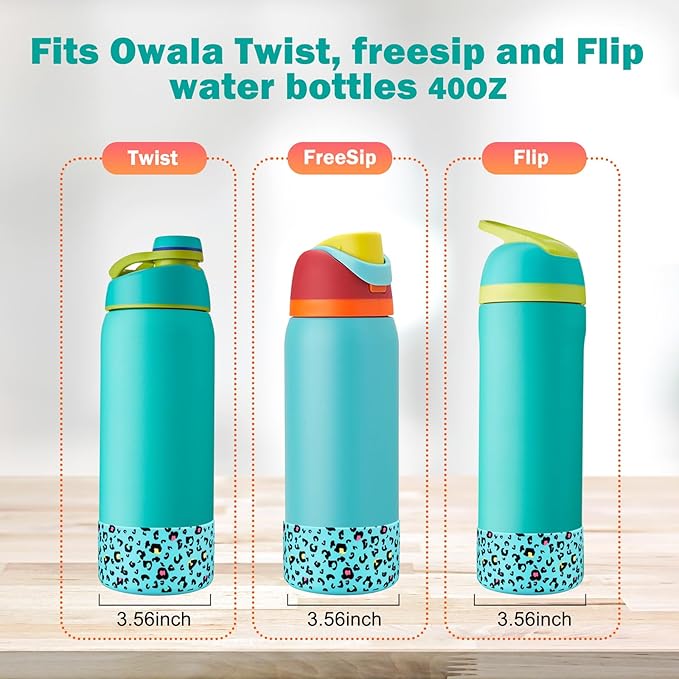 WK IEASON 2Pcs Silicone Boot for Owala Water Bottle, Protective Flask Bottom Cover Base for Owala FreeSip Twist and Flip Flask Water Bottle Accessories-3.56inch Bottom Diameter