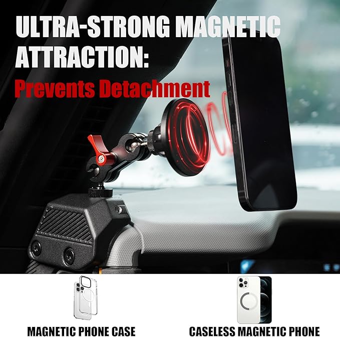 Mabett Magnetic Phone Holder for Ford Bronco 2026 2021-2025, Adjustable Angles 360°Phone Mount for Bronco Accessories
