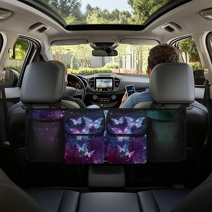 Purple Butterfly Trunk Organizer for Car Large Capacity Car Organizer, Foldable Trunk organizer for SUVs & Sedans, Space Saving Car Organization for Car Accessories, Tools, Sundries