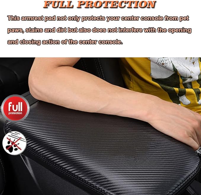 BOYOUS Car Armrest Cover Waterproof Center Console Pad Covers Scratch Resistance Leather Protector Interior Decoration Accessories Fit For Cadillac XT5 2016-2025 XT6 2020-2025（Carbon Fiber）