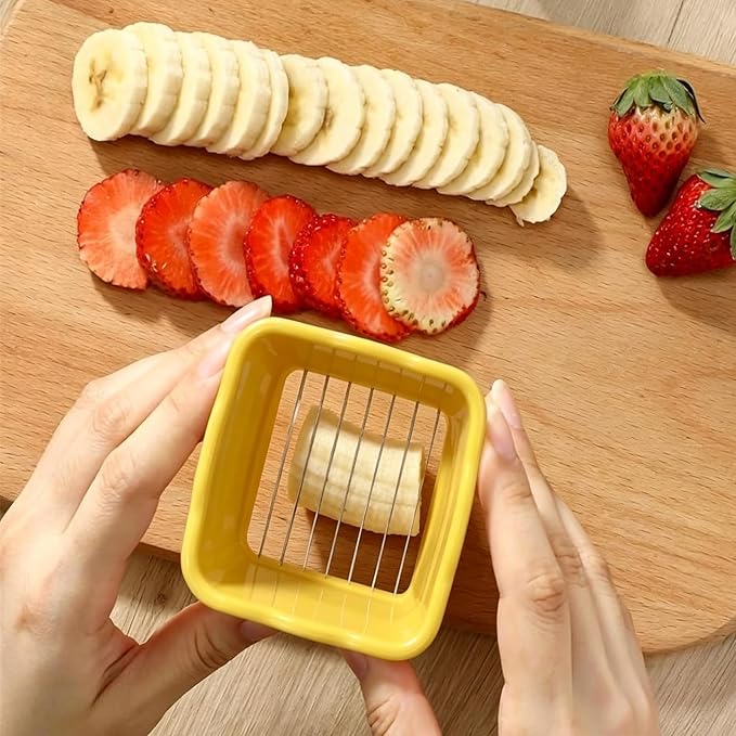 Strawberry Slicer,Fruit Slicer Cup for Strawberry Banana Hard-Boiled Egg Stainless Steel Strawberry Cutter(Yellow)