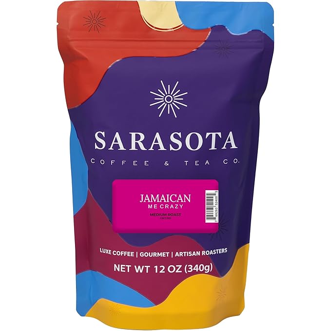 Jamaican Me Crazy Ground Coffee | Tropical Flavored Coffee Medium Roast | Vanilla Caramel Rum Inspired Flavor | Gourmet Specialty Grade | 12 oz