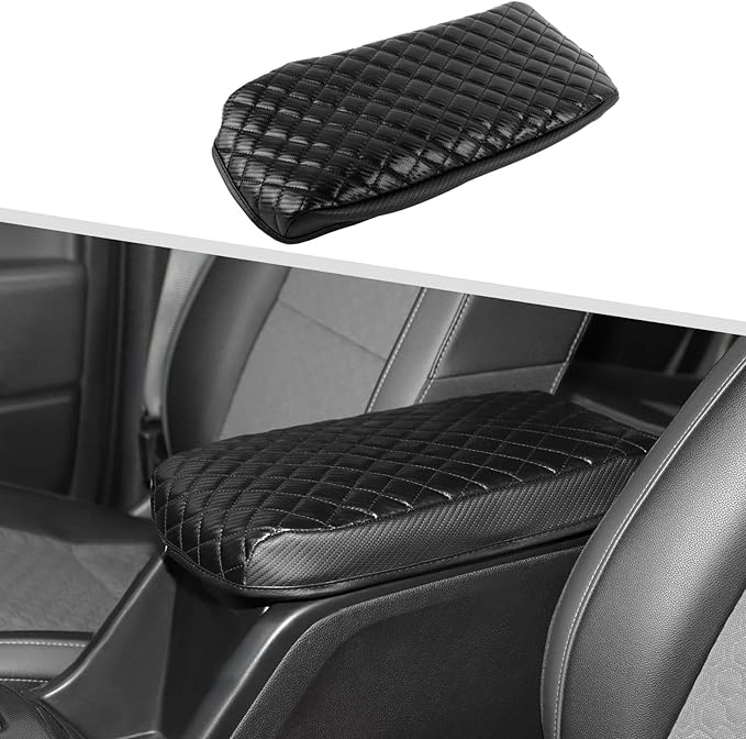 Jimen Center Console Cover Compatible with Chevrolet Colorado/GMC Canyon 2014-2022, Armrest Cushion Pad Cover, PU Leather (Carbon Fiber)