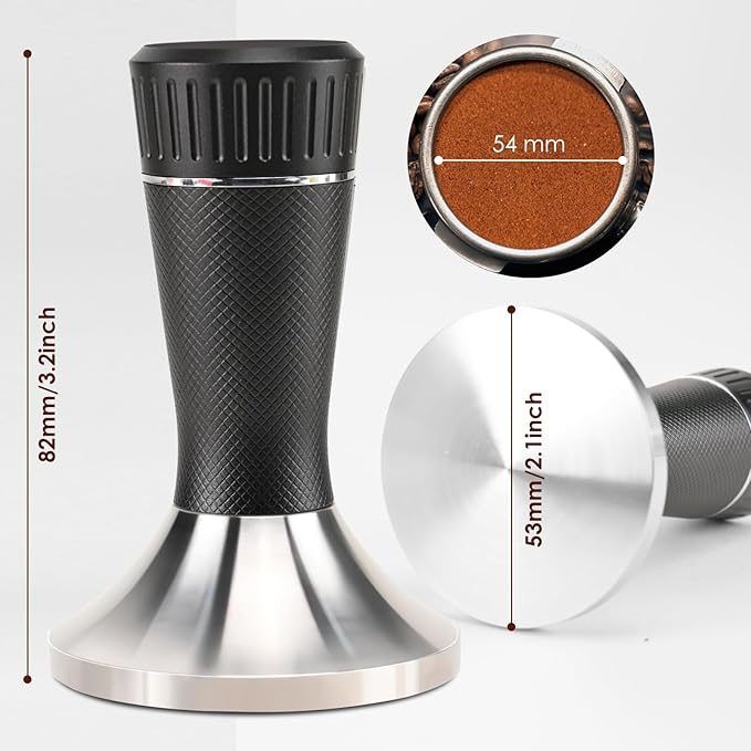 53mm Espresso Tamper, 2-in-1 Premium Barista Coffee Tamper & WDT Tool, Excellent Quality Curve Stainless Steel Base Tamper for Espresso Machine, Compatible with Breville Series 54mm Portafilter Baske