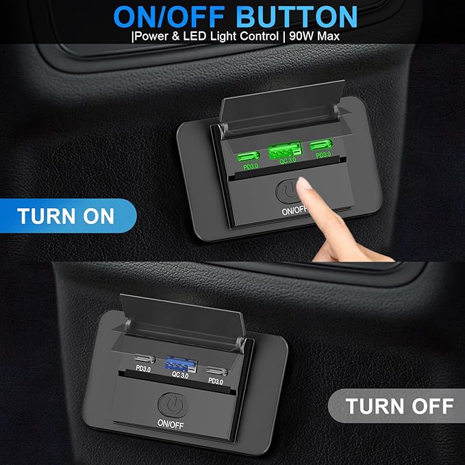 2PCS 3 Ports 12V RV USB Outlet 90W, Dual PD3.0 Type-C Quick Charge 72W & USB QC3.0 18W Panel Wall Mount, Automotive Car Socket Charger Adapter for RV Marine Boat Bus ATV Motorcycle Truck