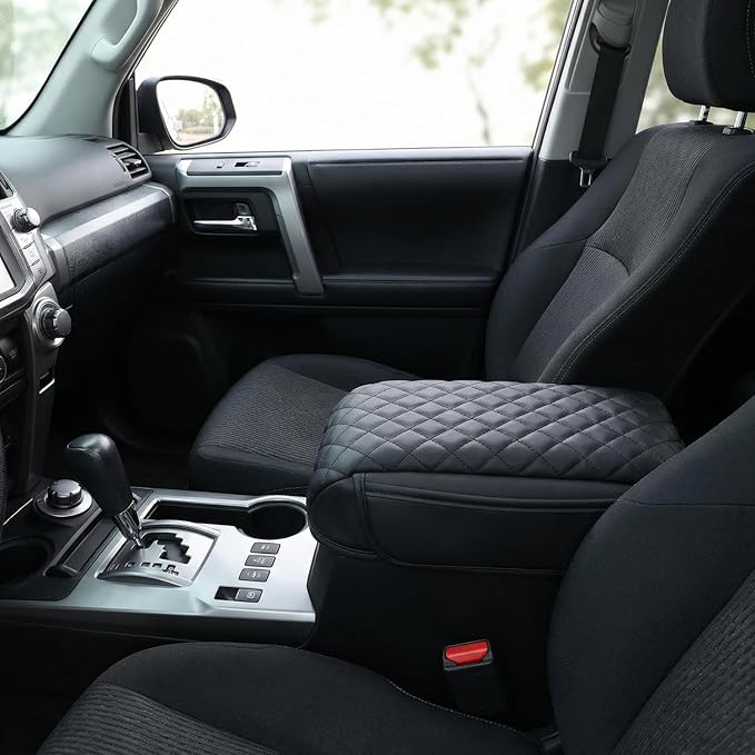 Armrest Cover Compatible with Toyota 4Runner 2010-2024, Center Console Pad with Organizer Storage Pockets, Leather Arm Rest Lid Protector Cushion Interior Accessories