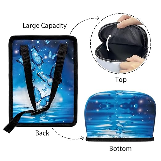 Blue Butterfly Car Trash Can Leak Proof Hanging Garbage Bin for Back Seat Easy to Install Vehicle Trash Can Hanging Fashion Auto Interior Universal Fit Truck Automotive Most Cars