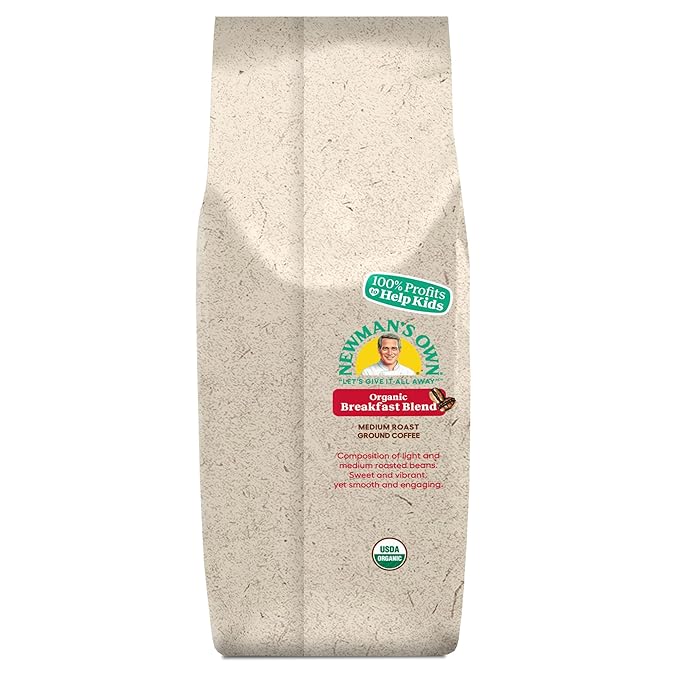 Newman's Own Organics Breakfast Blend, Ground Coffee, Fair Trade Certified, Medium Roast, Bagged 10oz