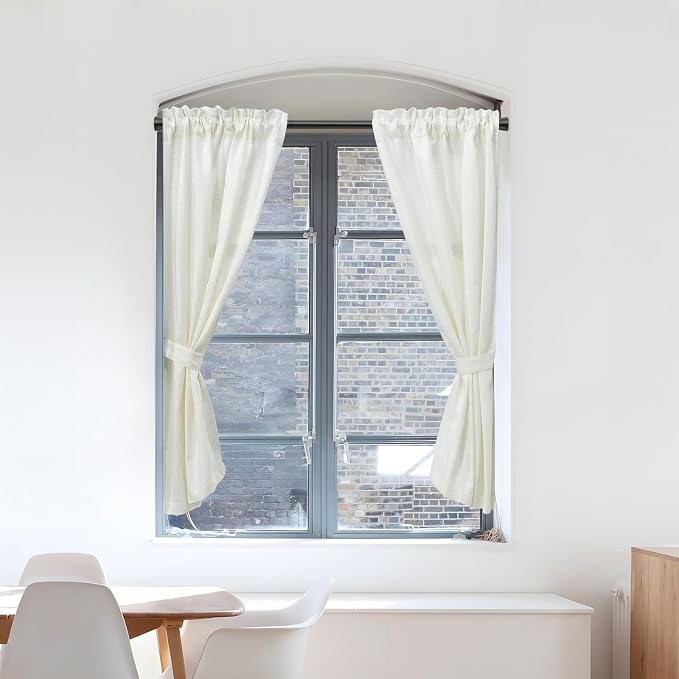 AIZESI Spring Tension Rods Adjustable Tension Curtain Rod Small Tension Rod No Drilling Expandable Spring Loaded Curtain Tension Rod?Black,45" to 77"-2Pcs)