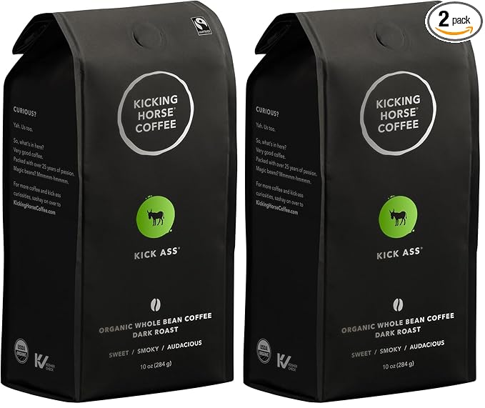 Kicking Horse Coffee,Kick Ass,Dark Roast,Whole Bean,10 Oz,(Pack of 2)