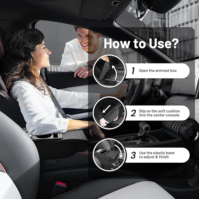 Autorder Center Console Cover for Toyota RAV4 2019-2025 Accessories Armrest Cushion with Multi-Purpose Storage Slot Leather Middle Console Cover RAV4 Armrest Cover Anti-Scratch