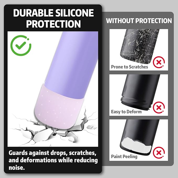 Silicone Boot for Owala 32oz Water Bottle – Anti-Slip Protective Cover, Bottle Boot, Base Cover Compatible with FreeSip, Sleeve for Stainless Steel Tumblers (Glitter Purple, 32OZ)