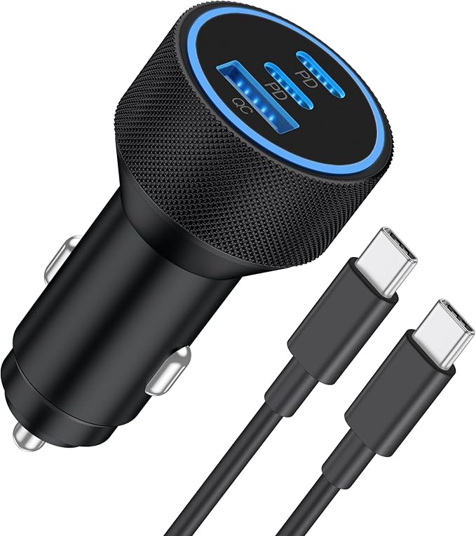 for iPhone 17/16/15 Pro Max Car Charger, 67W 3-Port Fast USB C Car Charger Power Cigarette Lighter Adapter with 3FT USB C to C Cable for iPhone 17/17 Pro/Air/17e/16/15 Pro Max/Plus/16e, iPad