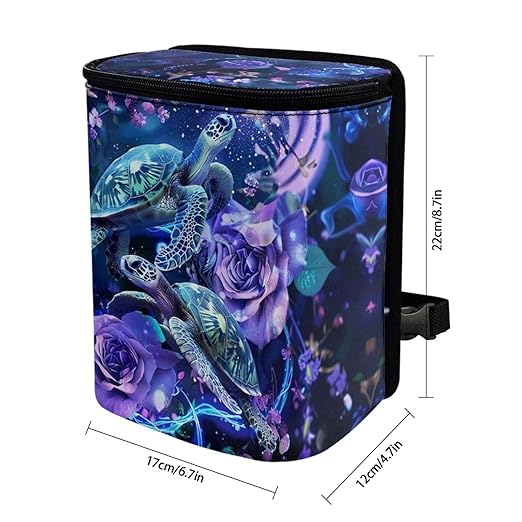 DISNIMO Hawaiian Sea Turtle Car Trash Can Bin with Lid Cute Car Garbage Can Leakproof Mini Car Accessories Trash Bin Car Dustbin Organizer Container for Car Office Home