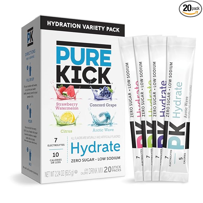 Pure Kick Hydration Drink Sticks - Hydration Variety Pack 20ct