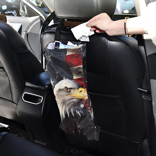 ALAZA Hanging Car Trash Bags Garbage Bag Trash Can for Back Seat Small Glede 1 Washable Storage Bag Retractable 2 Pack