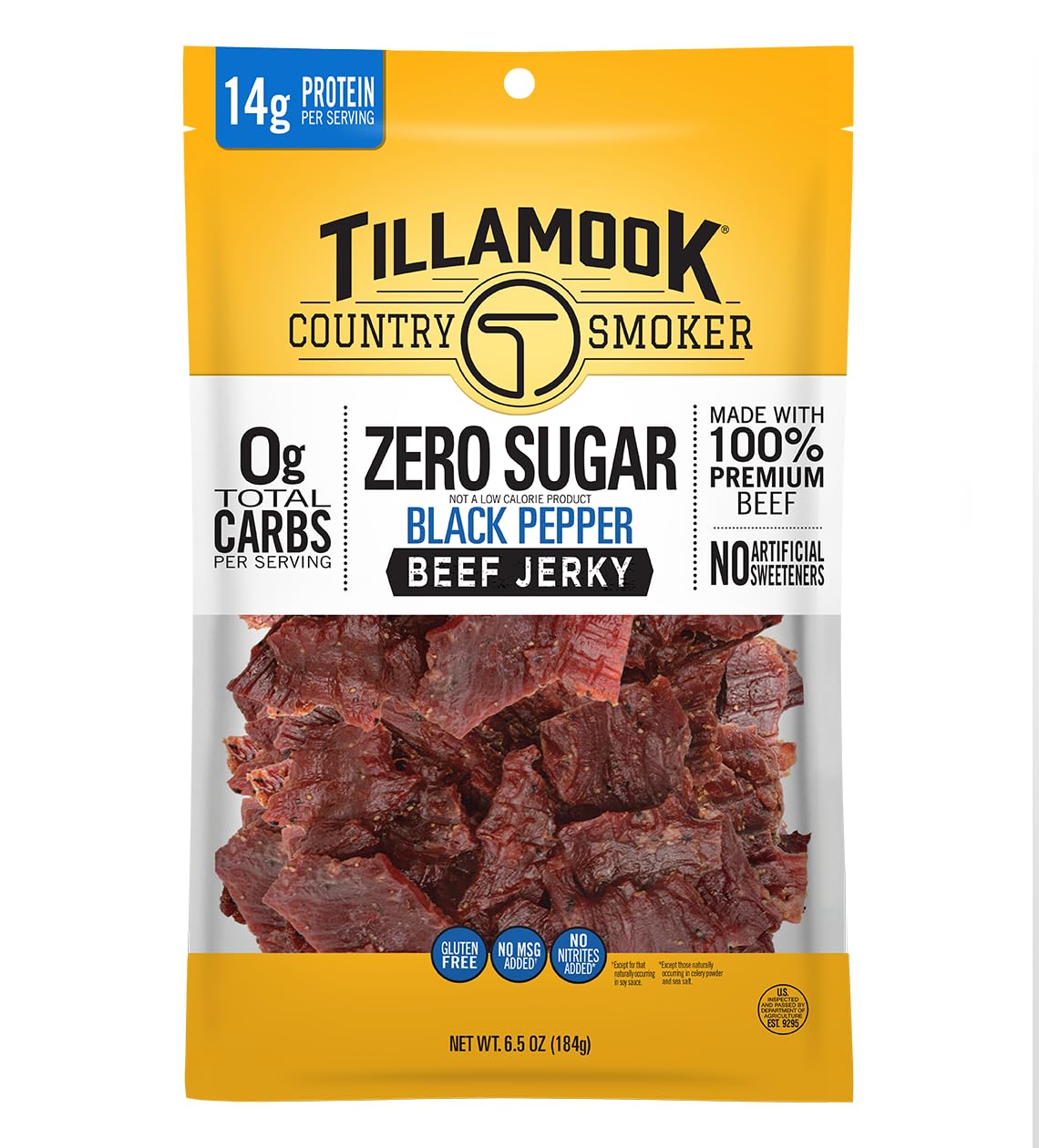 Tillamook Country Smoker Keto Friendly Zero Sugar Beef Jerky, Original, 6.5 Ounce