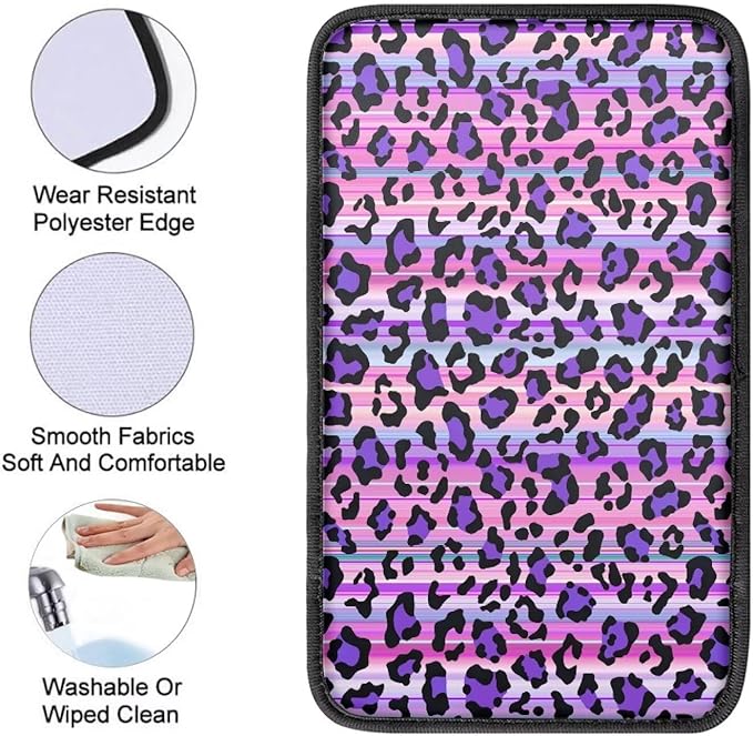 Blue Leopard Print Car Center Console Cover Blue Cheetah Armrest Cover Pad Protector Decor SUV Truck Vehicle Center Console Pad Leopard Automotive Interior Accessories=