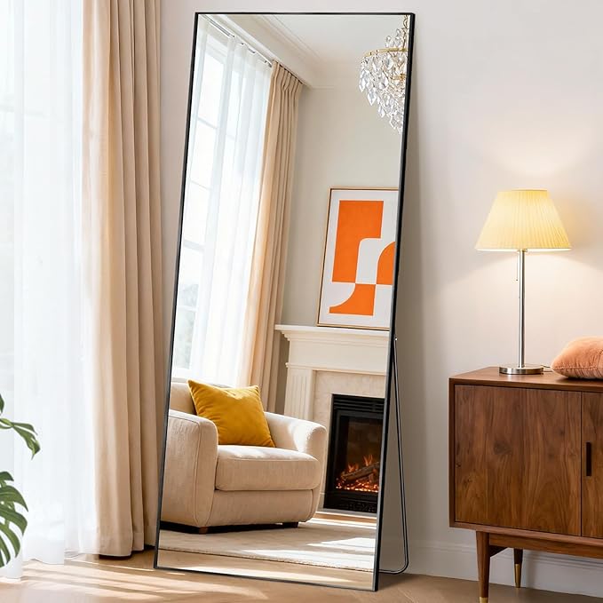 NEWBULIG Full Length Mirror, Upgraded Body Wall Mirrors with Shatter-Proof Glass, Floor Standing Mirror, Home Wall Decor