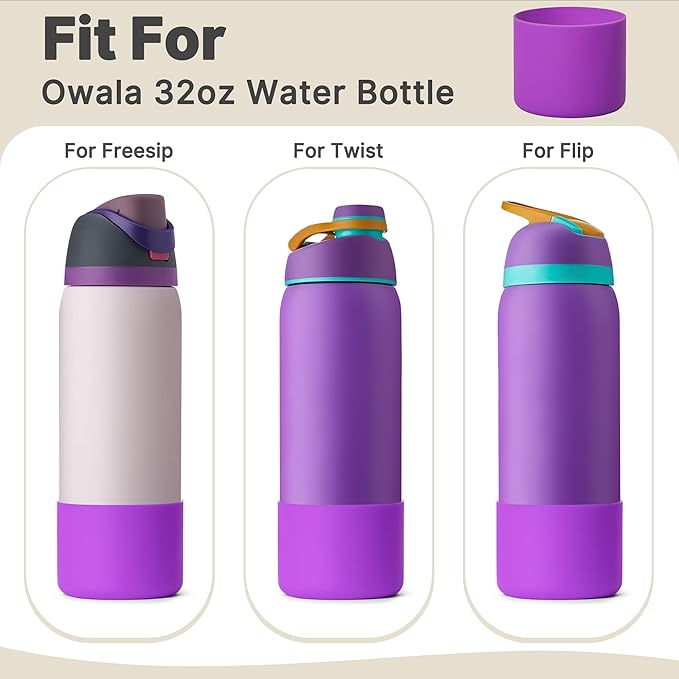 Boot for Owala 32 oz Twist/FreeSip/Flip Stainless Steel Water Bottle, Silicone Rubber Bottom Protector for Owala 32 oz Water Bottle(Violet)