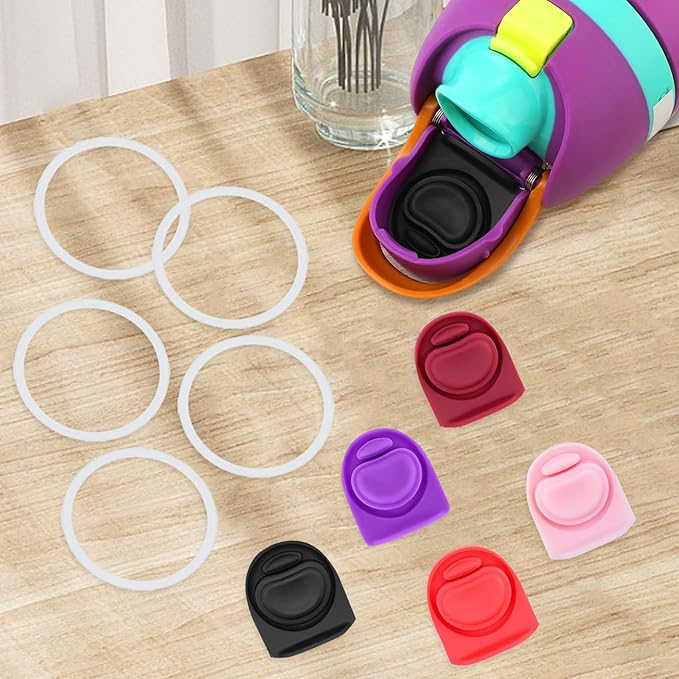 5 Sets Replacement Seal Gasket Stoppers for Owala Freesip 16oz 32oz Cap Mouth,Silicone O Sealing Ring Parts Water Bottle Top Lid Accessories for Owala Freesip 16/19/24/32/40oz（5 colors 7
