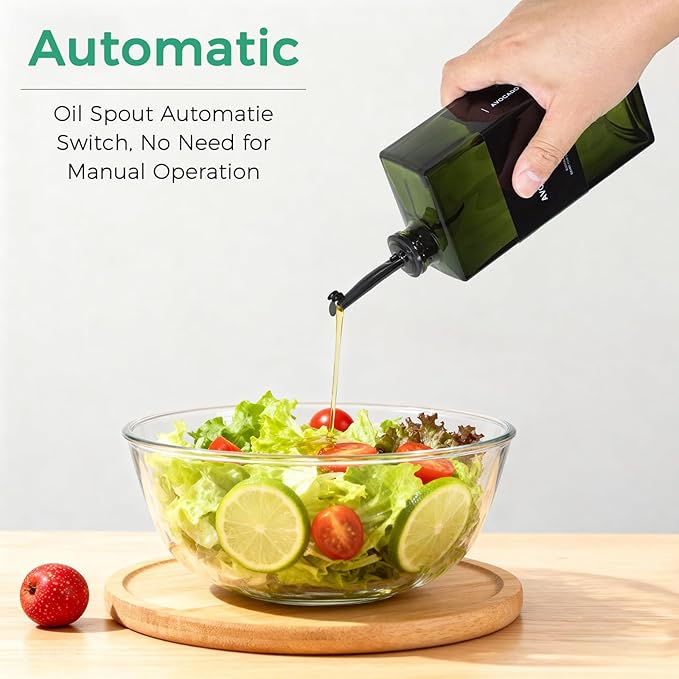 Olive Oil Dispenser Bottle For Kitchen, 17OZ UV-Blocking Oil And Vinegar Dispenser Set Of 2, Soy Sauce Cooking Oil Dispenser with 2 Stainless Steel Pourers & 44 Labels
