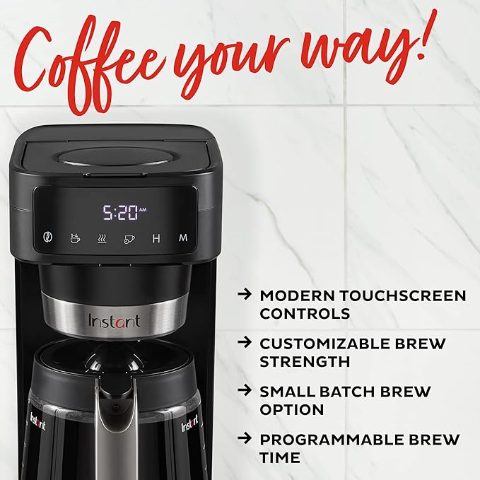 Instant Infusion Brew Plus 12 Cup Drip Coffee Maker, From The Makers of Instant Pot, with Adjustable Brew Strength, Removable Water Reservoir, and Warming Plate with 3 Temperature Settings, Black