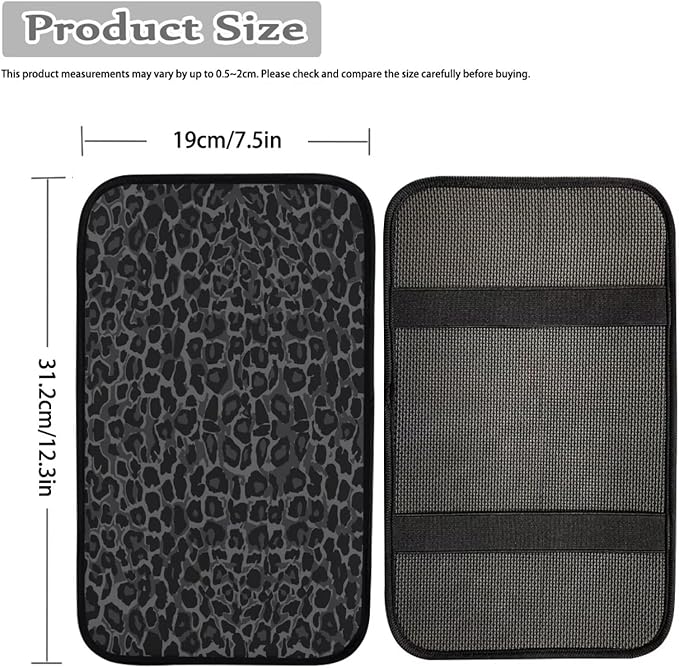 Black Wild Cheetah Print Center Console Cover,Universal Armrest Cover for SUV Truck