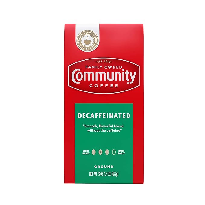 Community Coffee Decaffeinated Medium-Dark Roast 23 Ounce Ground Coffee, Vacuum Packed, 23 Ounce Bag (Pack of 1)