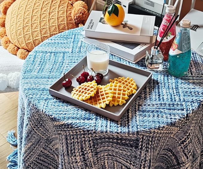 Small Square Tray (9 inch) 3 Pack, Durable Gray Tray for Desserts & Organization, Lightweight for Coffee, Drinks, Party, Seasoning, Perfume and Display.