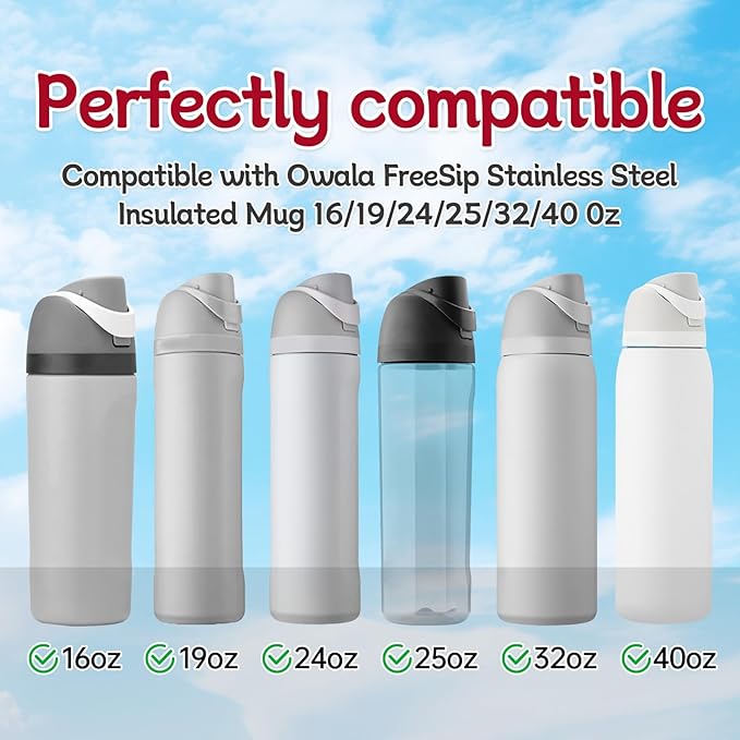2 Sets Replacement Rubber Stopper and O Ring Gasket Compatible with Owala FreeSip 24oz 32oz,Water Bottle Lid Insert Cap Seal Parts for Owala 16/19/24/32/40oz Mouthpiece Accessories B2S4