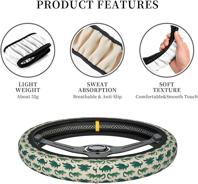 Funny Baby Alligator Universal Fit Steering Wheel Cover for Car, Truck, and SUV, Durable Steering Wheel Protection