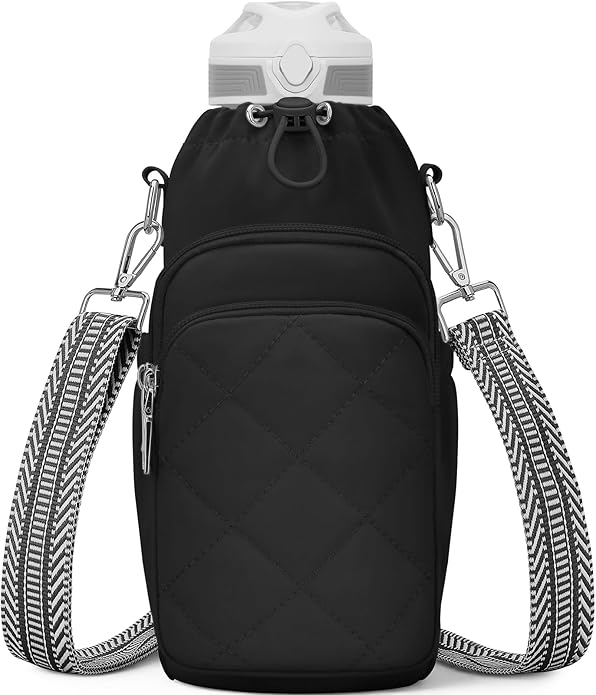 Water Bottle Bag Crossbody，Insulated Water Bottle Purse Crossbody Water Bottle Holder with Strap 40 oz