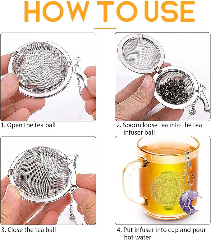 Tea Infuser Tea Strainer Tea Diffuser for Loose Tea Amethyst Tree of Life Wire Wrapped Crescent Moon Pendant Reiki Healing Crystal Stone Tea Ball Tea Filter Gifts for Women