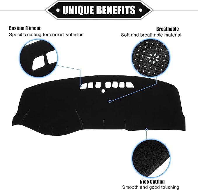 Car Dashboard Cover Mat Compatible for Buick LaCrosse 05-08, Protective Polyester Black Center Console Interior Trim Dash Board Mat