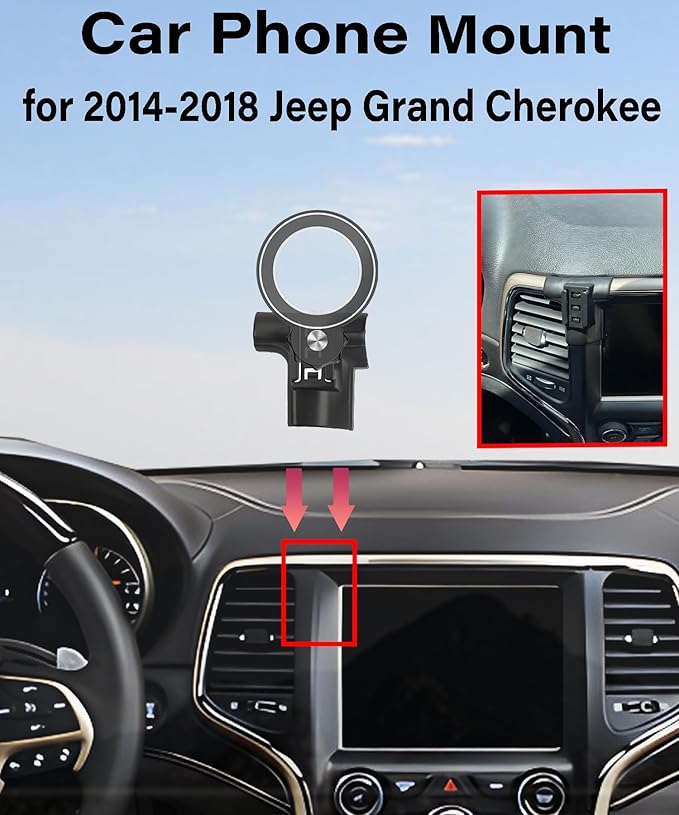 Magnetism Car Phone Holder for Jeep Grand Cherokee 2014-2018 Accessories Compatible with MagSafe Hands-Free 360 Degree Rotation Adjustable Cell Phone Mount Does Not Affect Air Vent