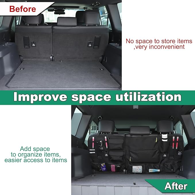 Trunk Hanging Organizer Backseat Bag Compatible with Toyota Land Cruiser 250 Prado J250 LC250 2024 2025, Seat Back Car Organizer Storage Pockets