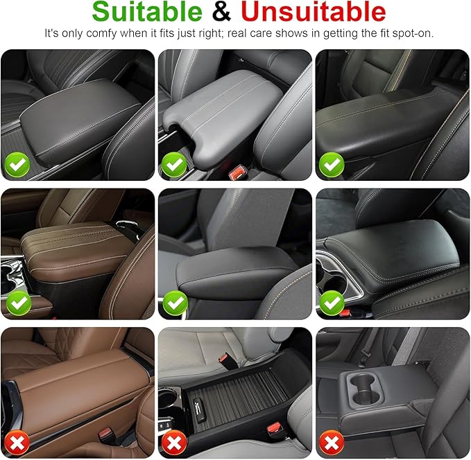 Center Console Cover for TL: Armrest Cover for Car with 2 Storage Bags - Waterproof Leather Center Console Cover with Cup Holder for Car,Anti-Scratch Auto Armrest Pad Accessory （Black