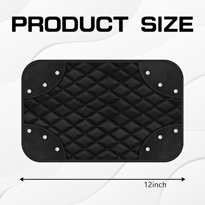 Car Center Console Cover Bling Arm Rest Cover for Car Decor Accessory, Diamond Leather Middle Console Armrest Seat Box Mat with Rhinestones, Crystal Cushion Bling Pad for Women Girl(Black)