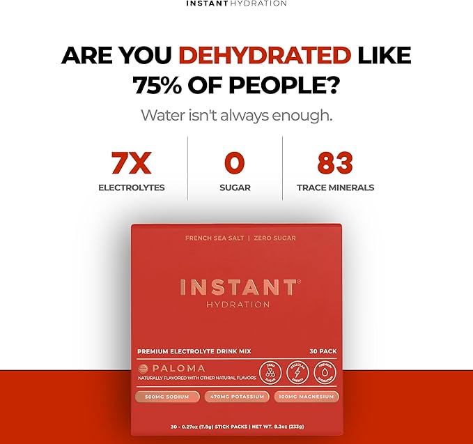Instant Hydration Electrolytes Powder Packets - Paloma Electrolyte Drink Mix - Zero Sugar - Keto, Vegan, Gluten-Free, Non-GMO - Boost Recovery, Brain Health, Muscle & Tissue Support- 30 Sticks