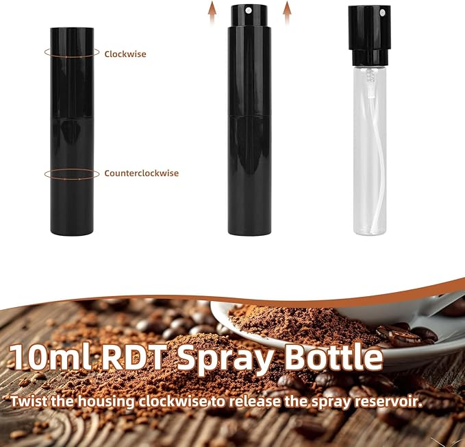 Coffee Bean Dosing Cup and Spray Bottle Set, Walnut Wood Bean Measuring Tray Espresso Accessories Tools Kit with RDT Static Reduction Spray Spritzer for Coffee Lovers Gift