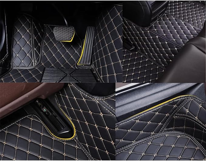 Custom Personalized Floor Mats for Cars，Luxury Full Coverage All Weather Car Floor Mats，Anti-Slip Leather Car Mat Set ，Custom Floor Mats for 99% of Cars, Trucks & SUVs (Streak Pure red)